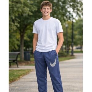 Nike Men's Navy Joggers with Black Swoosh